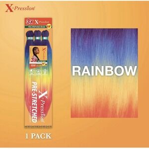 X-Pression Prestretched Braiding Hair‎ - 3X Braid 58 In Rainbow New In Package
